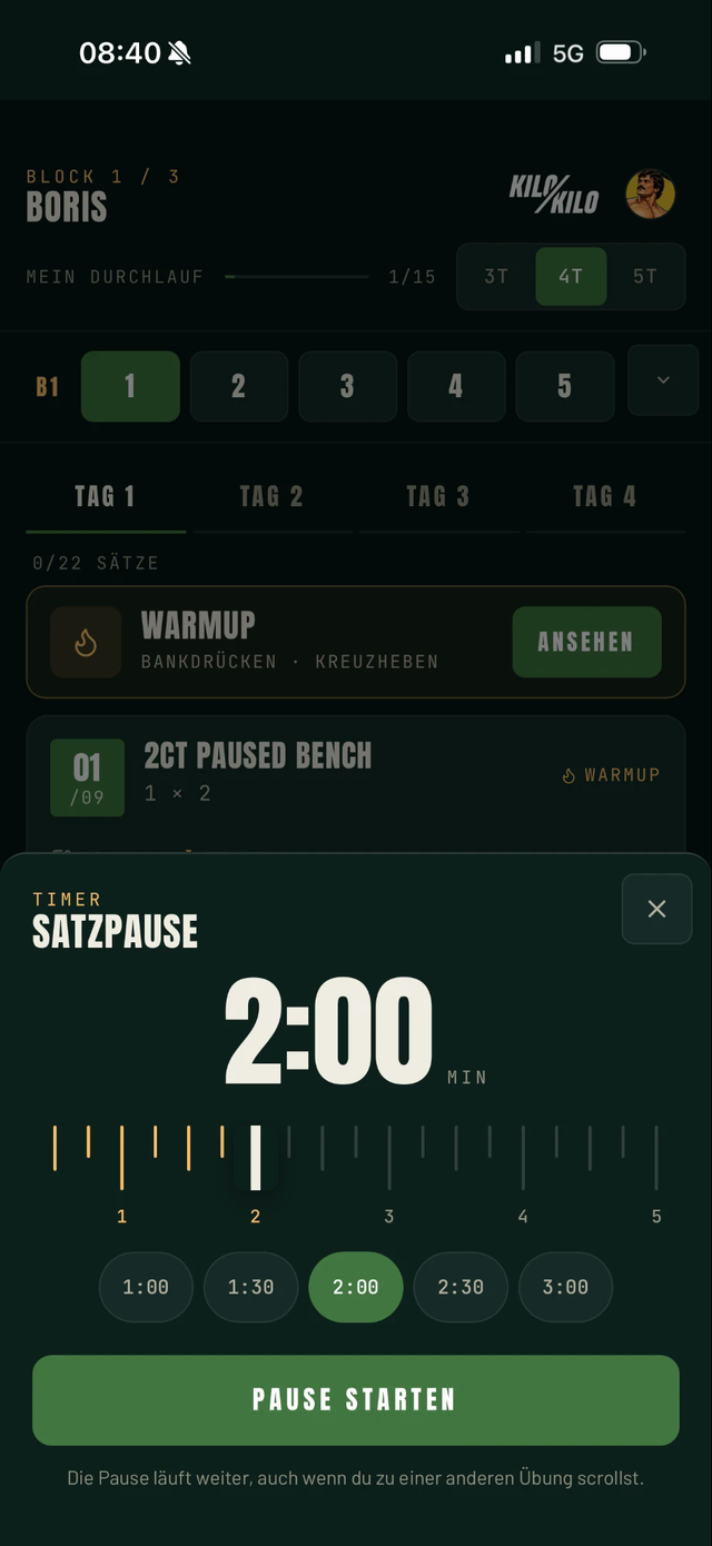 Boris-App: Satzpausen-Timer