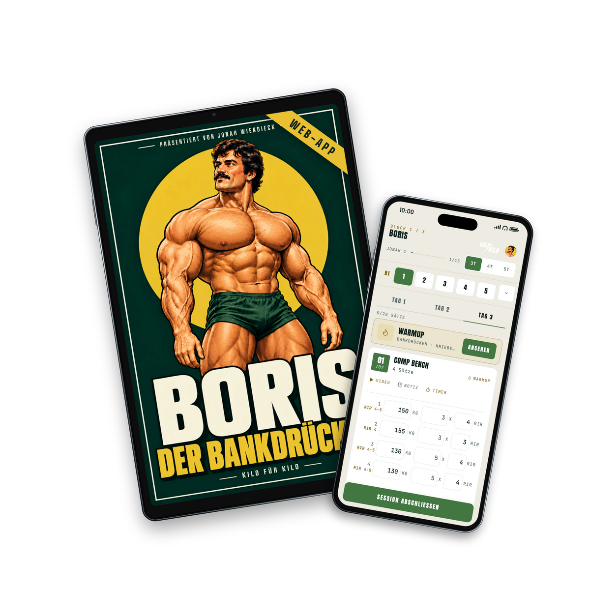 Boris-App auf Tablet und Smartphone, heller Modus